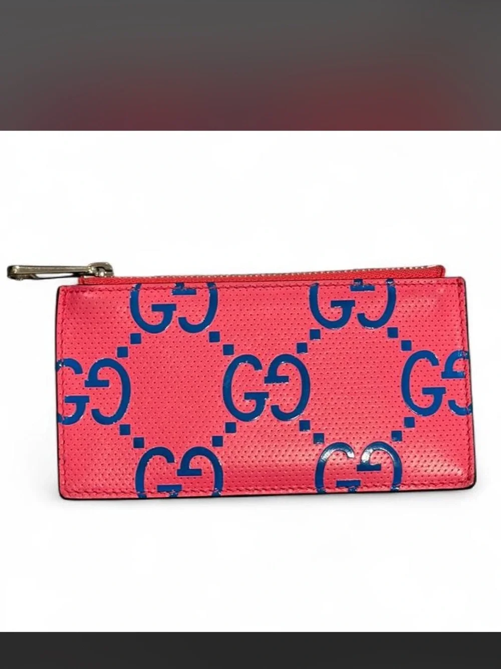 Gucci Perforated Zip Card Case Wallet